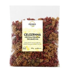 Těstoviny pšeničná vřetena trojbar. celozrn. 400g BIO PROBIO